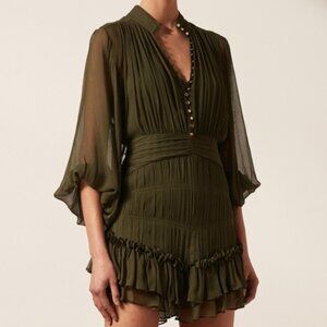 NWT Shona Joy Button Up Ruched Mini Dress